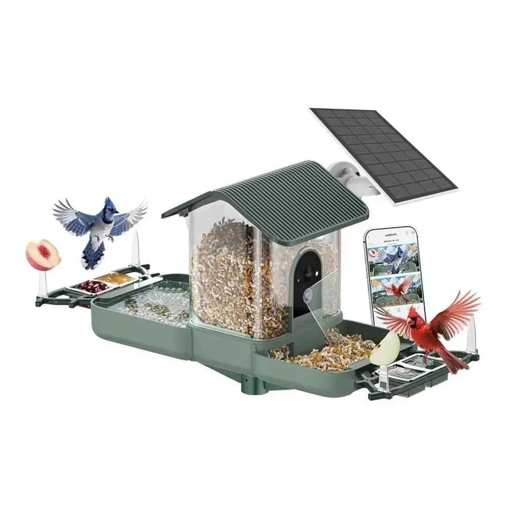 KUIKEO Bird Feeder with Camera WiFi Dual Lens HD Video Bird Bath NEW